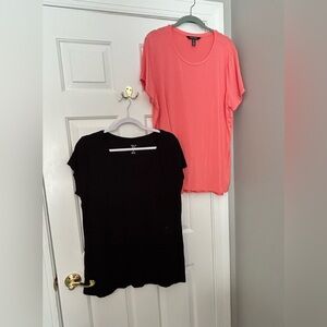 Women's Black and Coral Tops. LOT OF TWO!